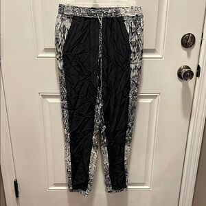 Charlie Jade 100% Silk NWT Black and White Patterned Joggers